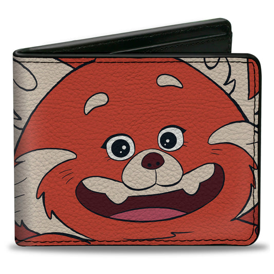 Bi-Fold Wallet - Turning Red Red Panda Mei Smiling Face Close-Up Red