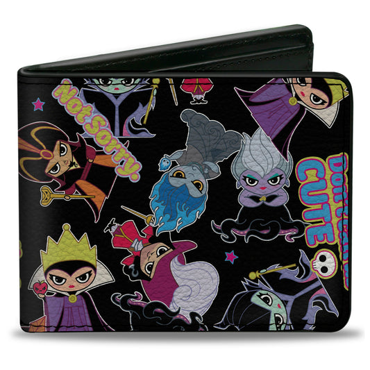 Bi-Fold Wallet - Disney Chibi 6-Villains DON'T CALL US CUTE Collage Black