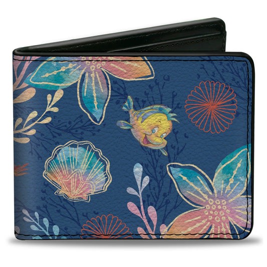 Bi-Fold Wallet - The Little Mermaid Flounder and Sebastian Under the Sea Blues