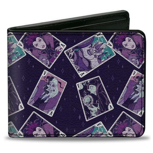 Bi-Fold Wallet - Disney Villains Card Poses Collage Purples