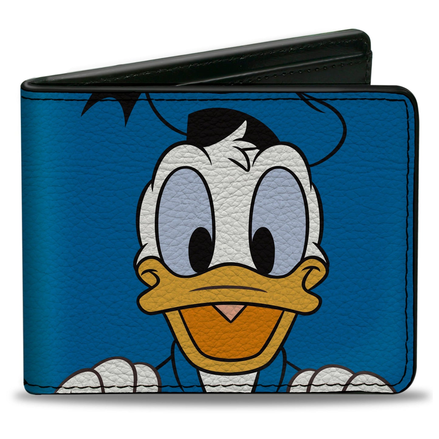 Bi-Fold Wallet - Donald Duck Character Face Close-Up and Autograph Blue