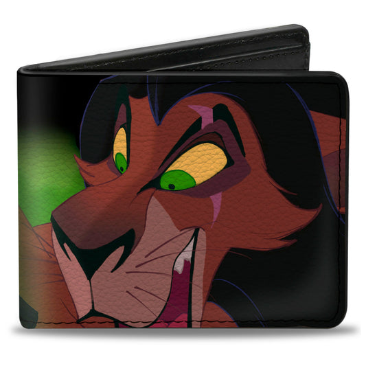 Bi-Fold Wallet - Scar Face CLOSE-UP 3-Hyenas Pose Black Greens