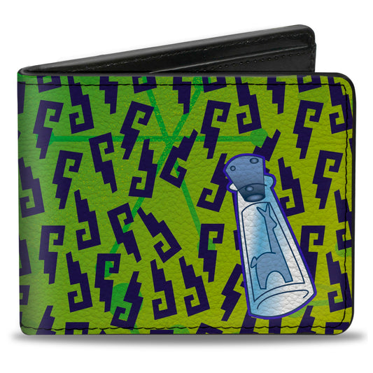 Bi-Fold Wallet - Yzma's Llama Potion Bottle Glyphs Green Blue