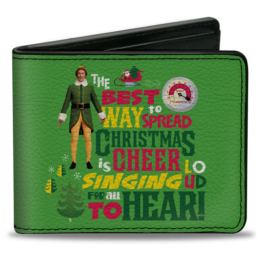 Bi-Fold Wallet - Elf Buddy the Elf THE BEST WAY TO SPREAD CHRISTMAS CHEER Quote Greens Red Yellow White