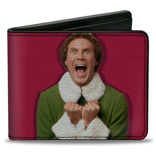 Bi-Fold Wallet - Elf Buddy the Elf Screaming Pose + MUGGINS Quote Red White