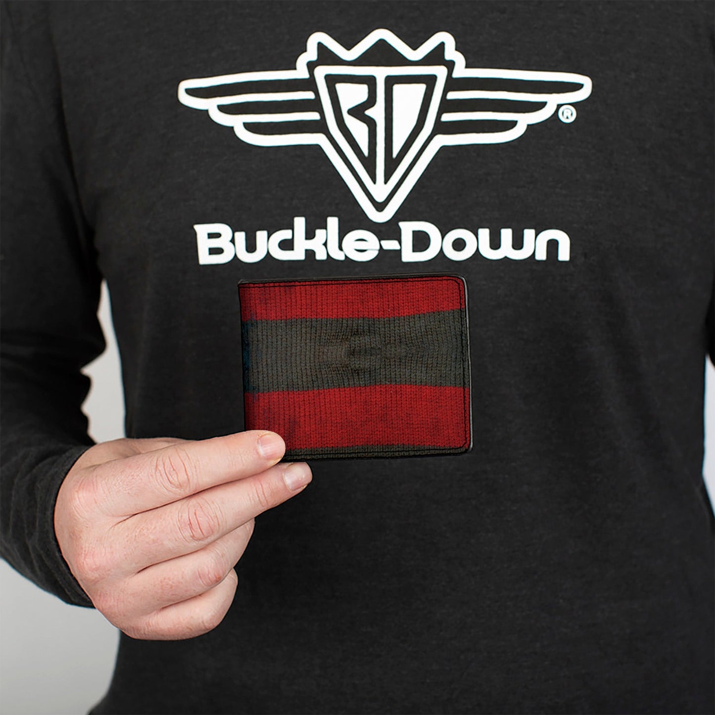 Bi-Fold Wallet - A NIGHTMARE ON ELM STREET Freddy's Sweater Stripes Red Black White