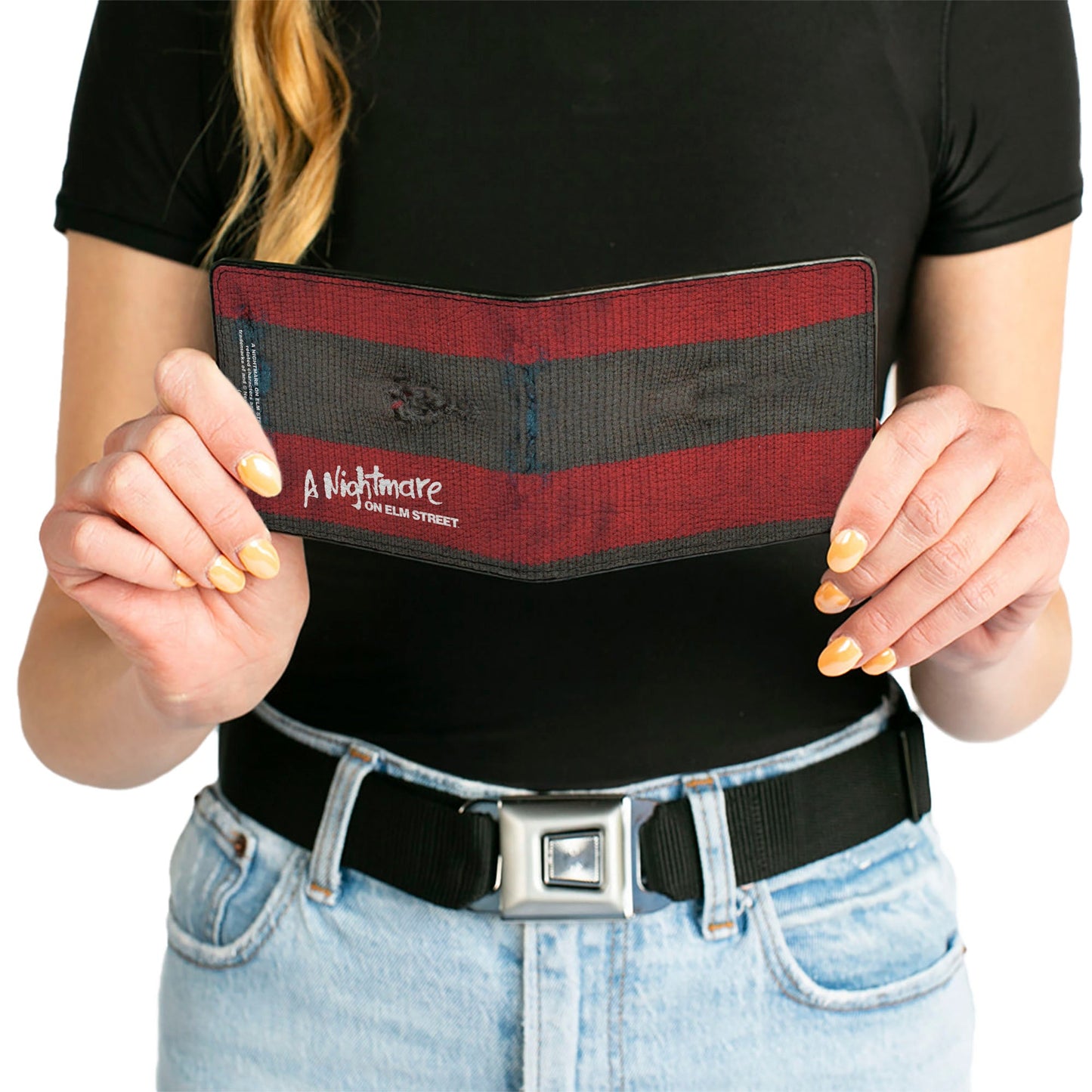 Bi-Fold Wallet - A NIGHTMARE ON ELM STREET Freddy's Sweater Stripes Red Black White