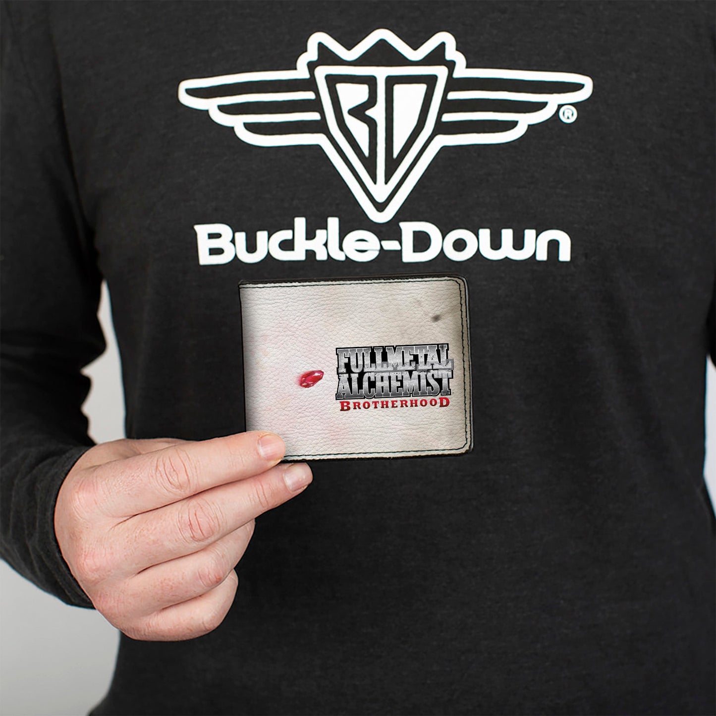 Bi-Fold Wallet - FULLMETAL ALCHEMIST BROTHERHOOD Edward Elric's Automail Arm and Title Logo Beige