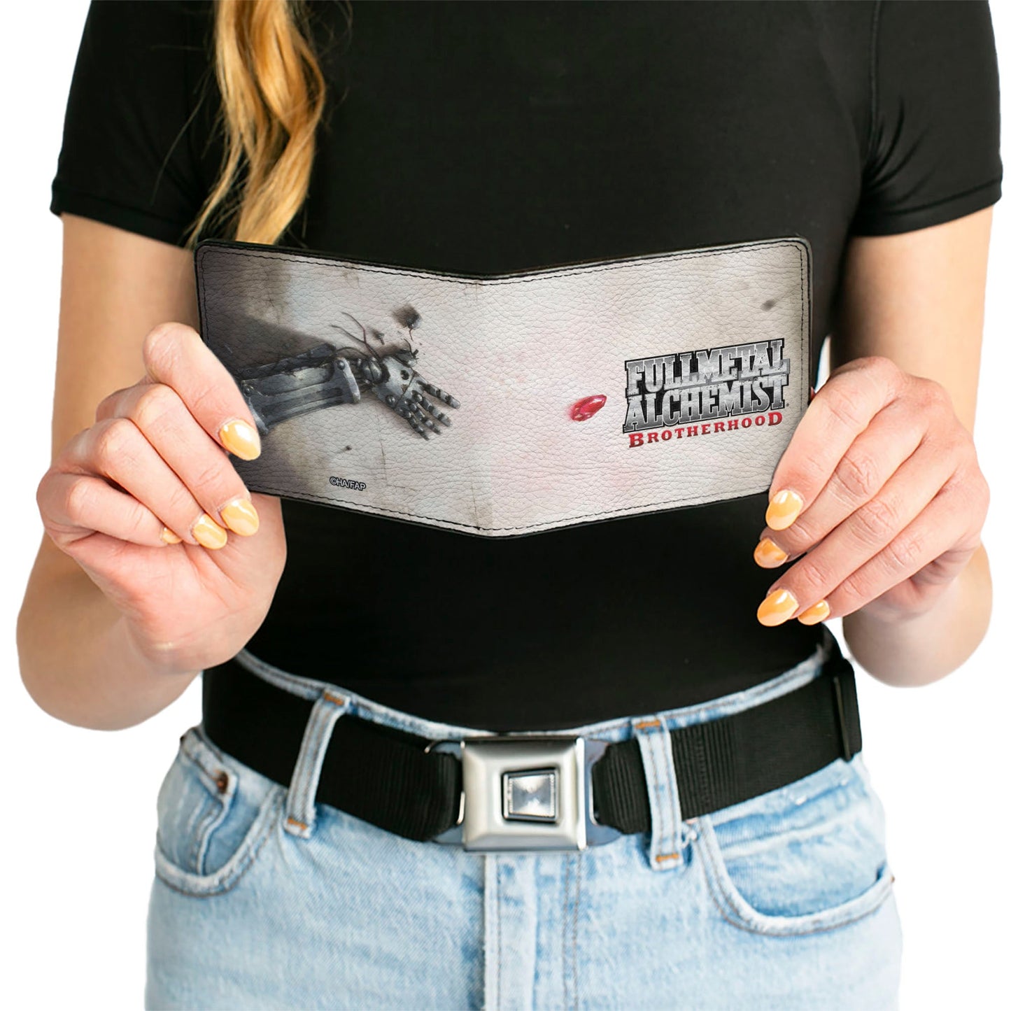 Bi-Fold Wallet - FULLMETAL ALCHEMIST BROTHERHOOD Edward Elric's Automail Arm and Title Logo Beige