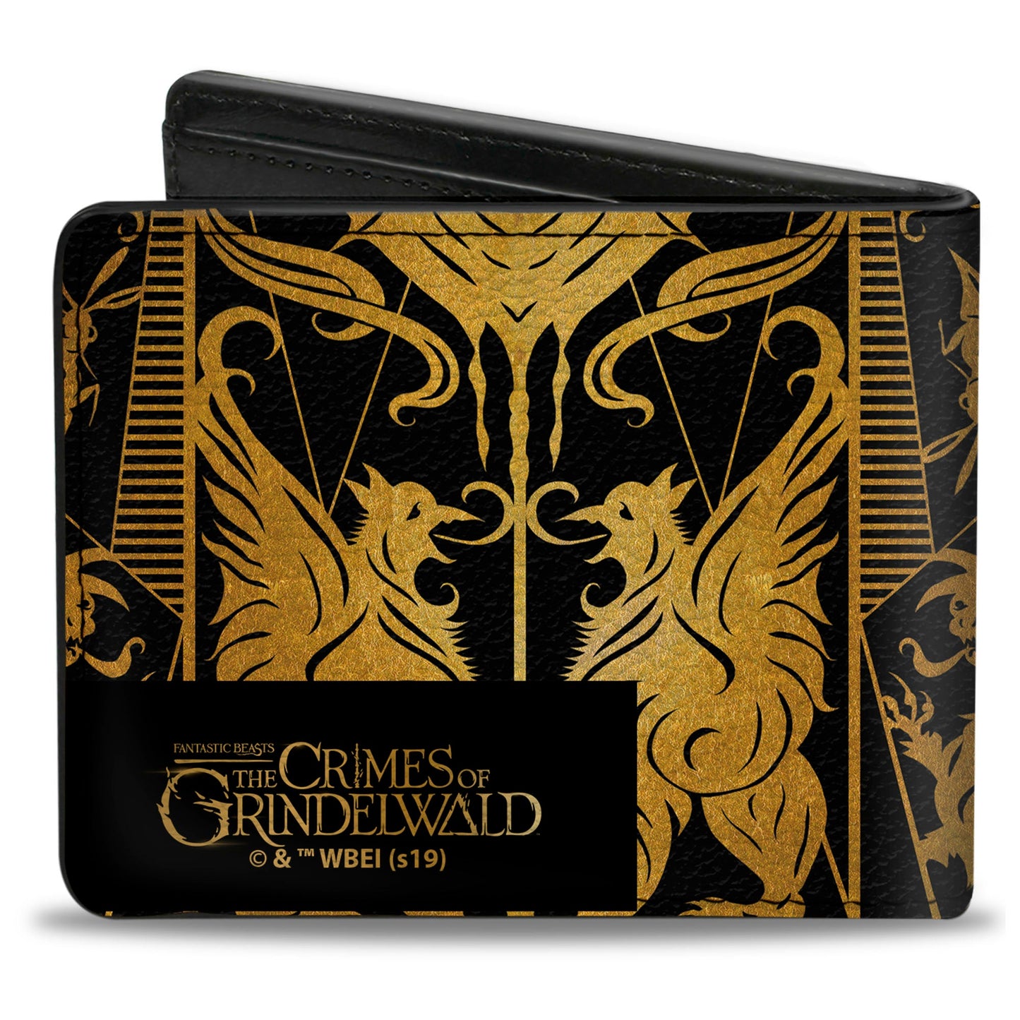 Bi-Fold Wallet - Fantastic Beasts The Crimes of Grindelwald Obscurus Book Binding CLOSE-UP Black Golds