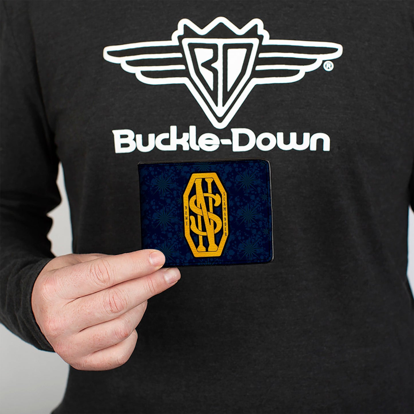 Bi-Fold Wallet - NEWT SCAMANDER NS Monogram + FBAWTFT Logo Blues Gold
