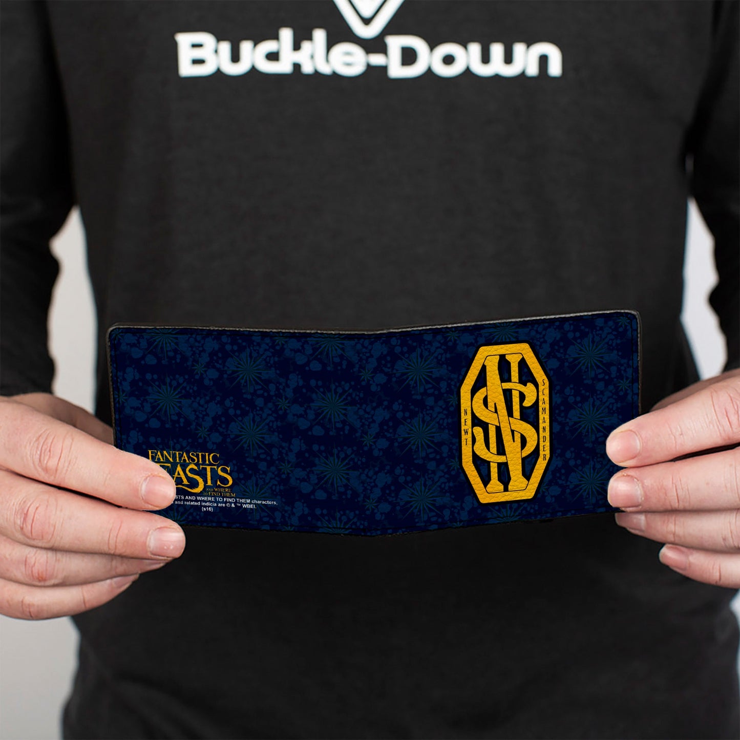 Bi-Fold Wallet - NEWT SCAMANDER NS Monogram + FBAWTFT Logo Blues Gold