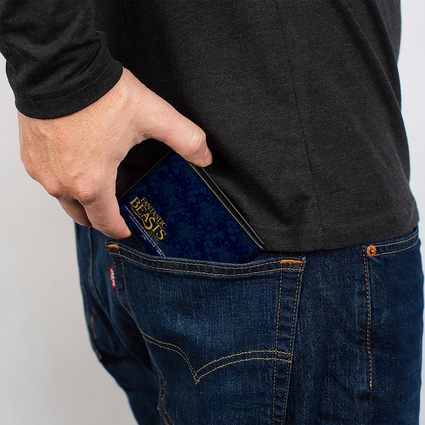 Bi-Fold Wallet - NEWT SCAMANDER NS Monogram + FBAWTFT Logo Blues Gold