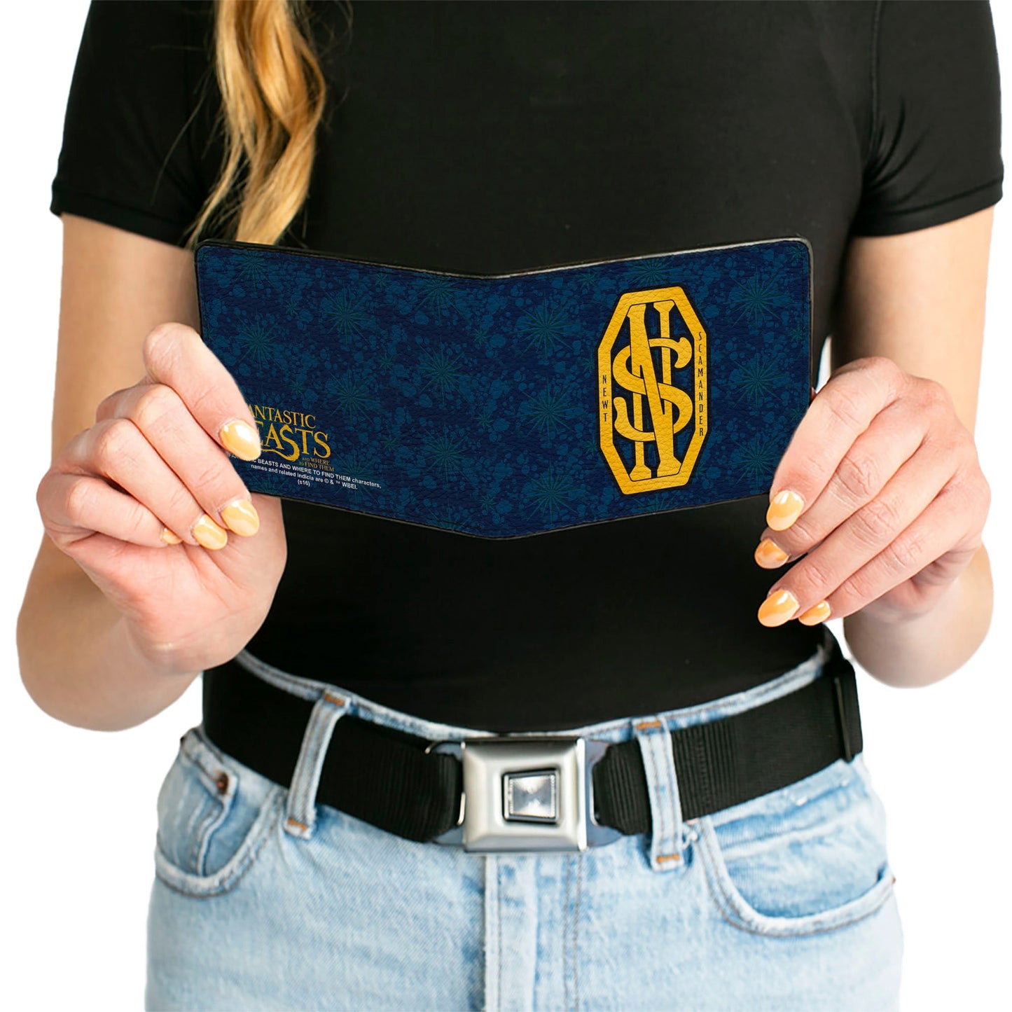 Bi-Fold Wallet - NEWT SCAMANDER NS Monogram + FBAWTFT Logo Blues Gold