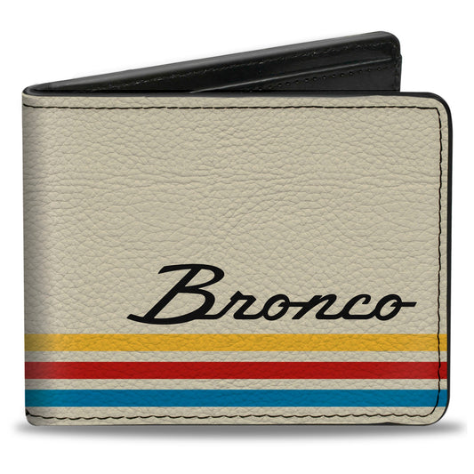 Bi-Fold Wallet - Ford BRONCO Corner Script Stripe White/Multi Color