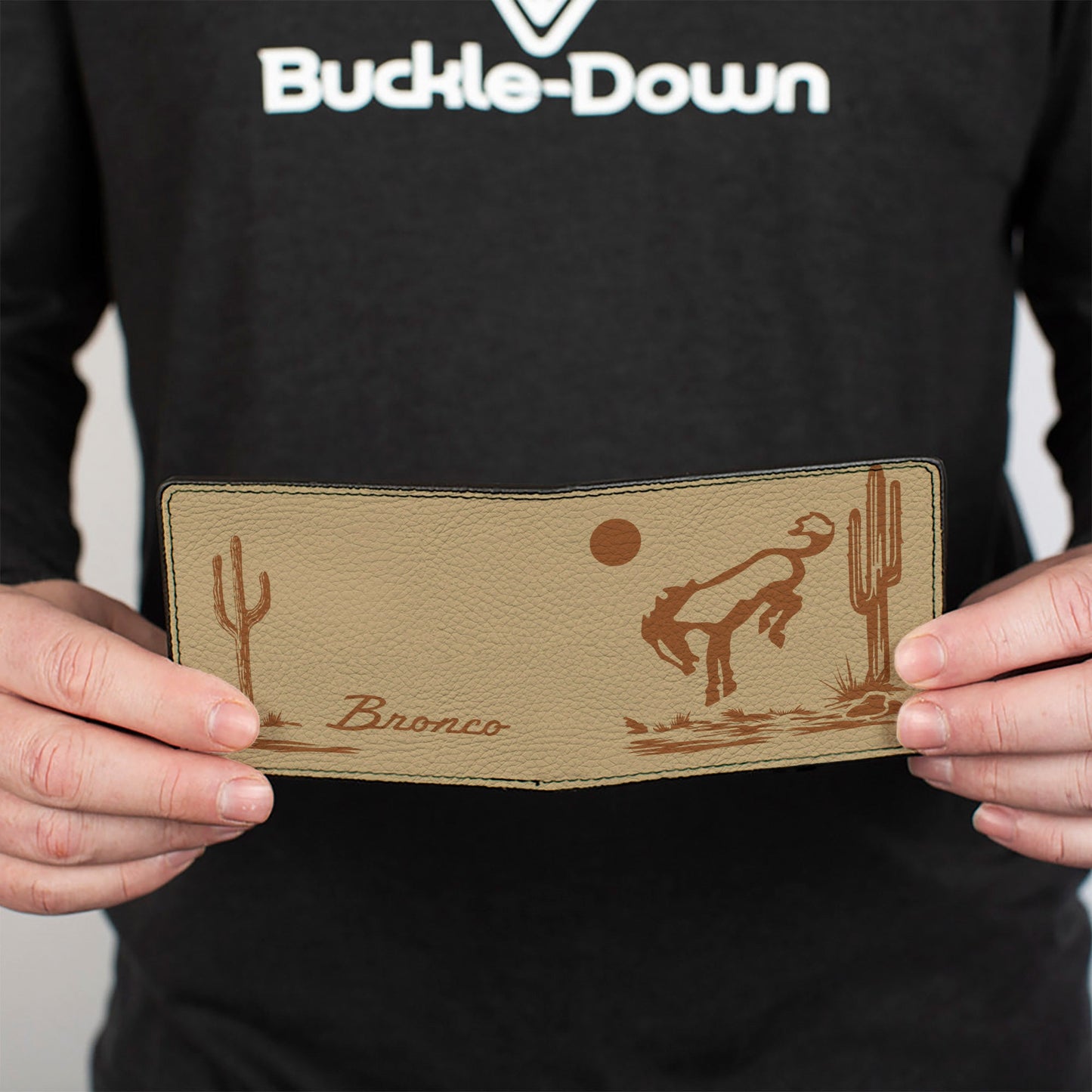 Bi-Fold Wallet - Ford Bucking Bronco Desert Scene and Logo Browns
