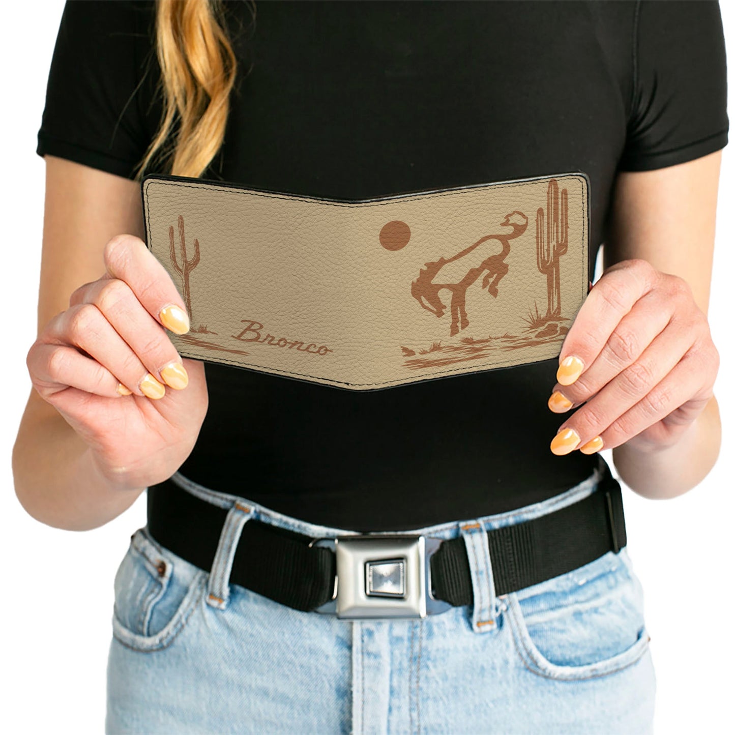 Bi-Fold Wallet - Ford Bucking Bronco Desert Scene and Logo Browns
