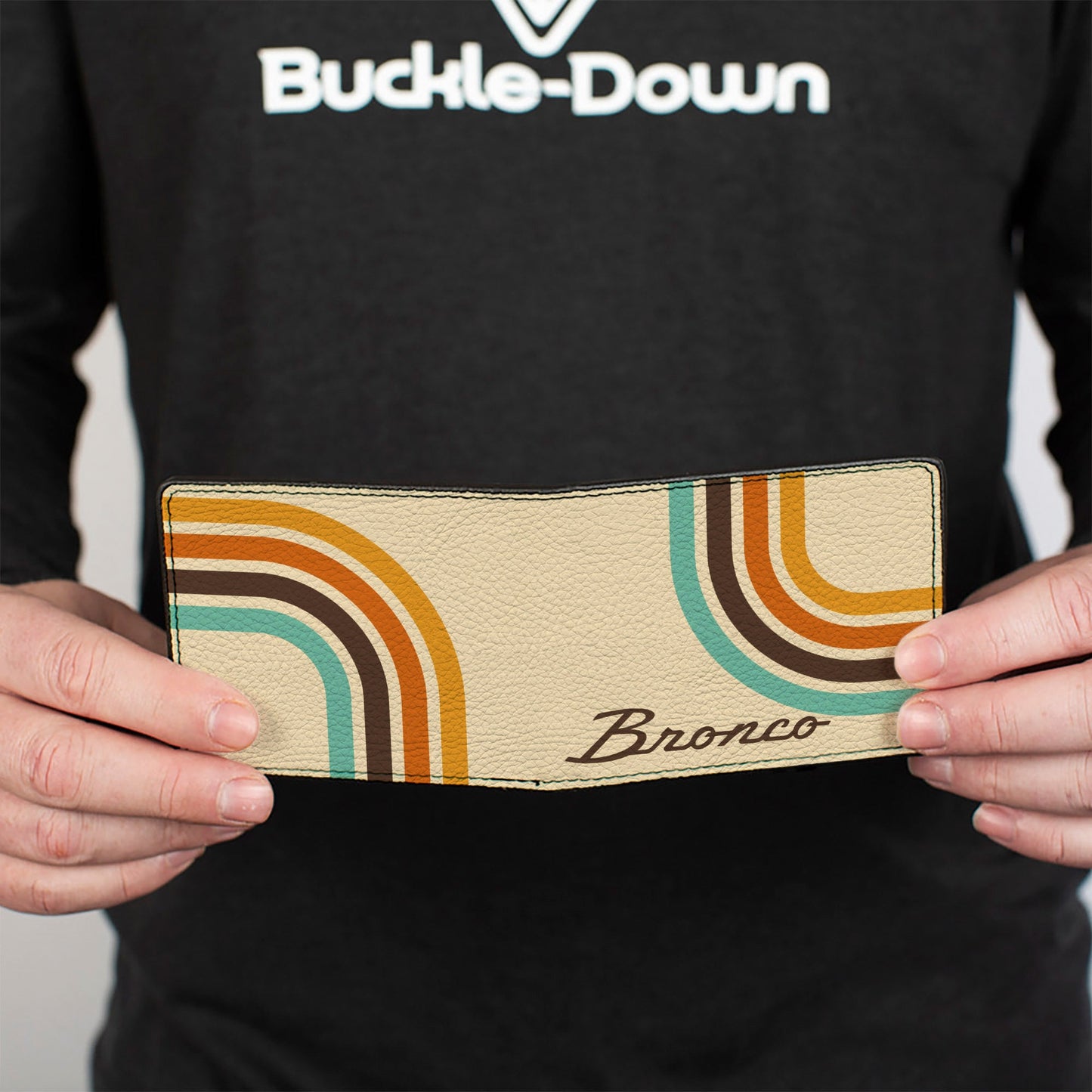 Bi-Fold Wallet - Ford BRONCO Script Lines Beige/Brown/Blue/Orange
