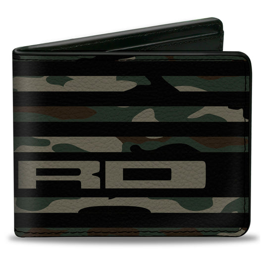 Bi-Fold Wallet - FORD Script Americana Flag Weathered Camo Olive Black Tan