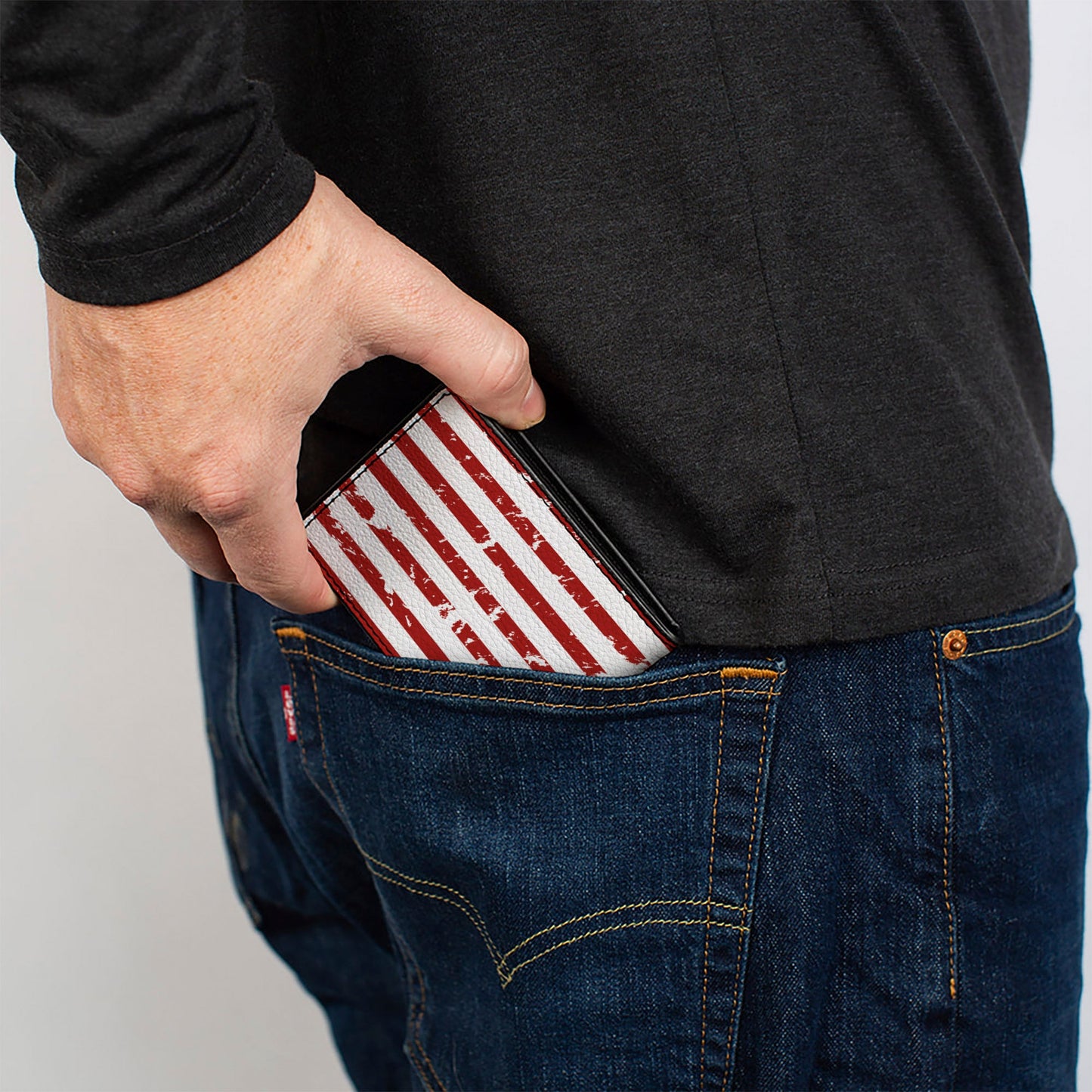 Bi-Fold Wallet - FORD Script Americana Flag Weathered White Red Blue