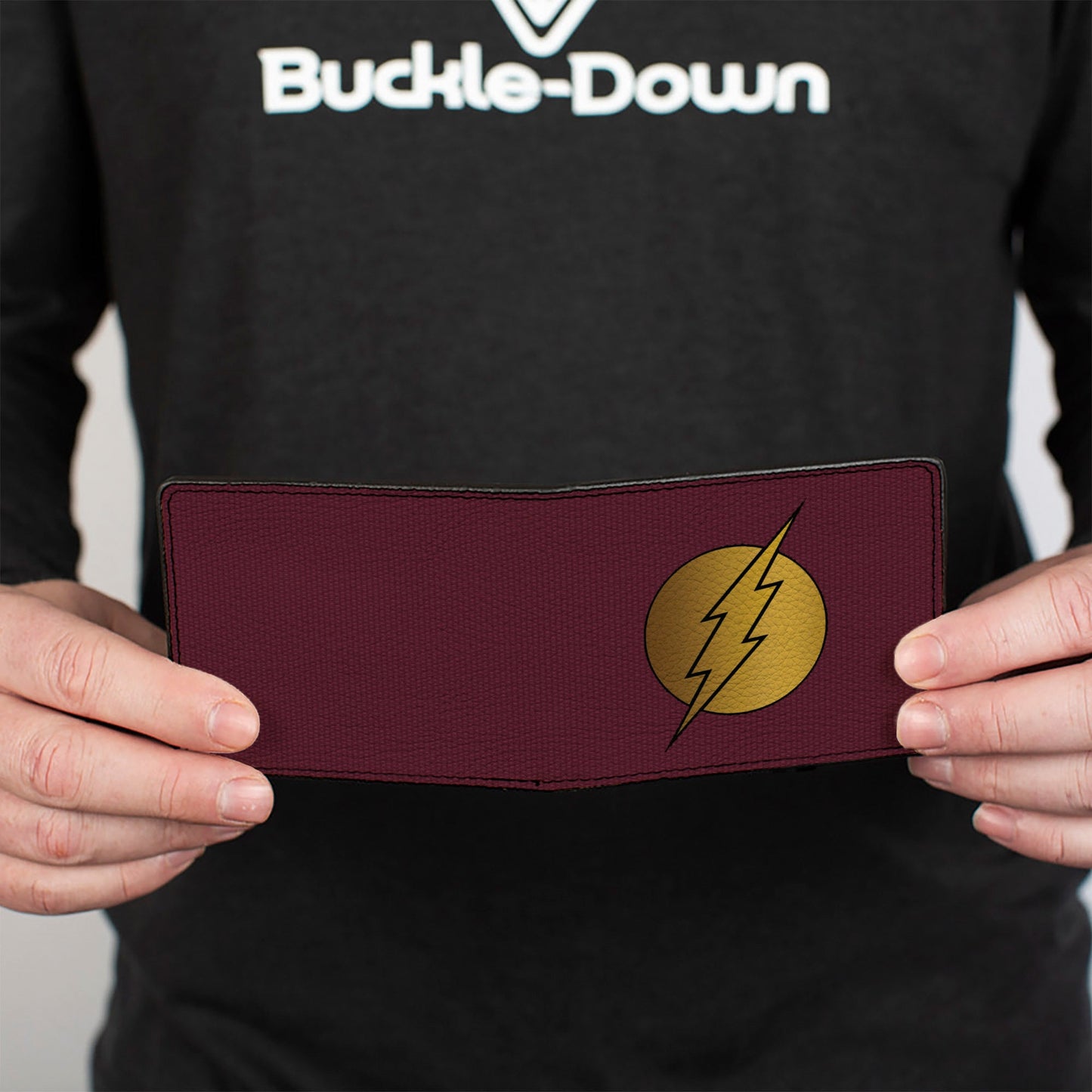 Bi-Fold Wallet - Flash Logo12 Mesh Lattice Burgundy Black Gold