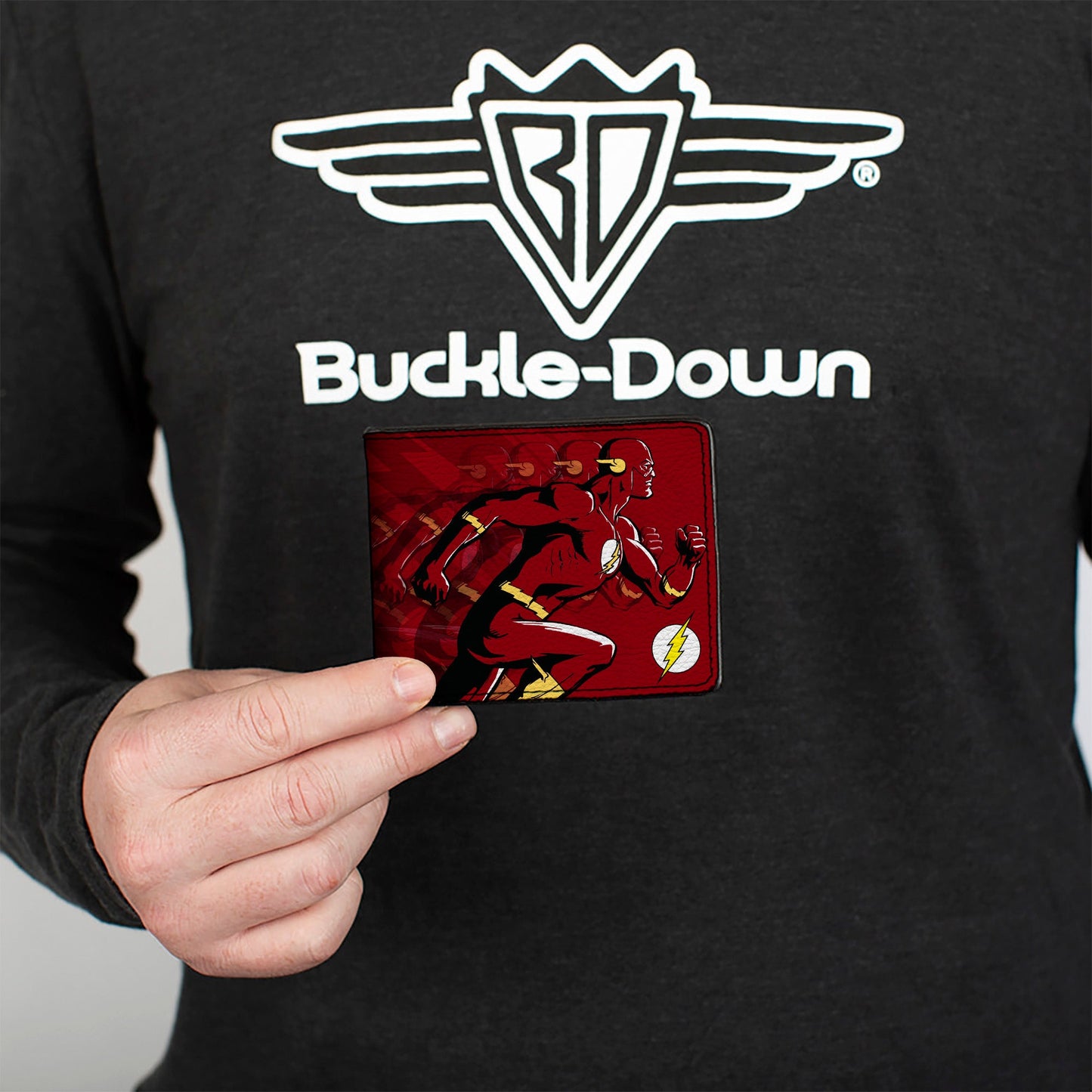 Bi-Fold Wallet - The Flash Running Pose Bolts Trails Reds