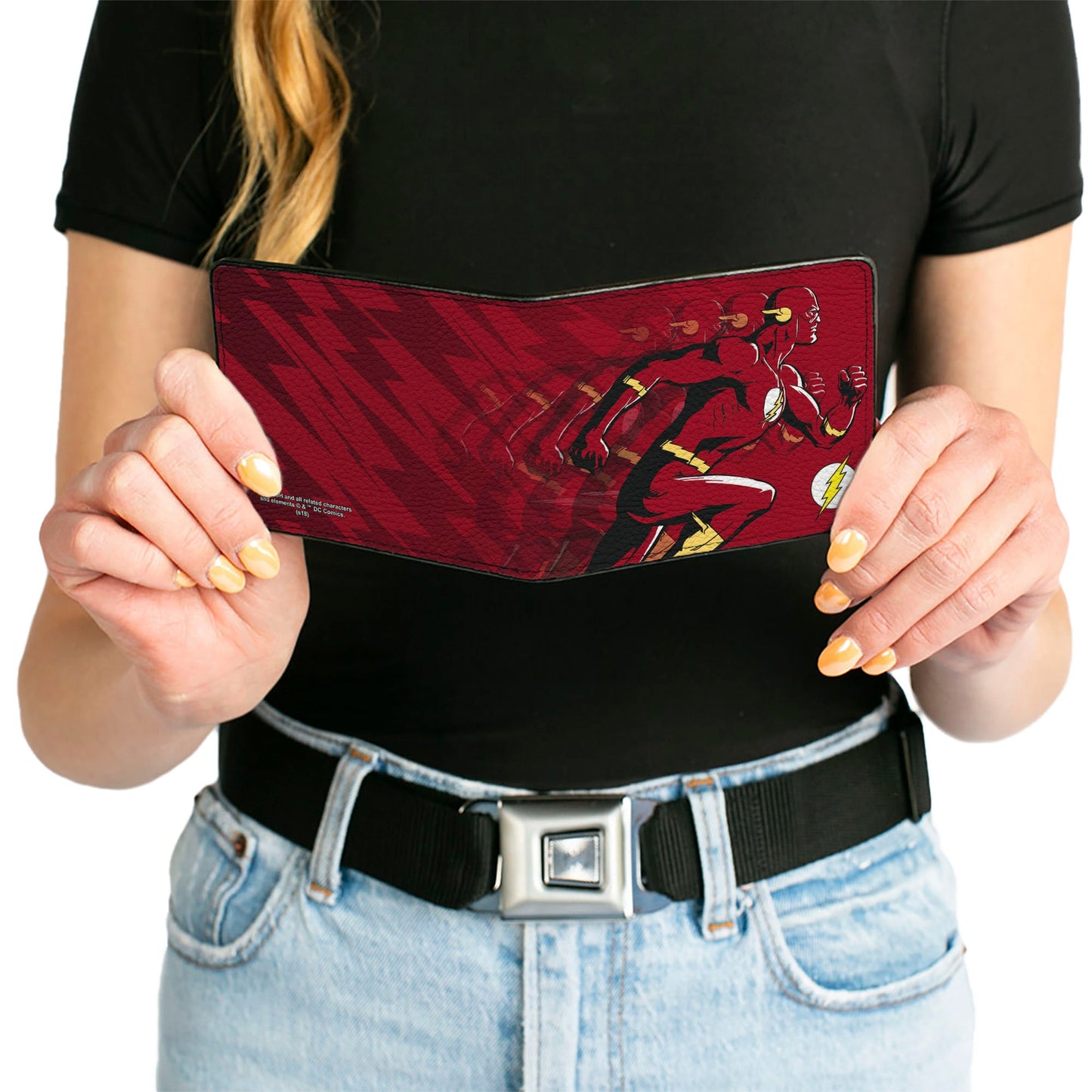 Bi-Fold Wallet - The Flash Running Pose Bolts Trails Reds