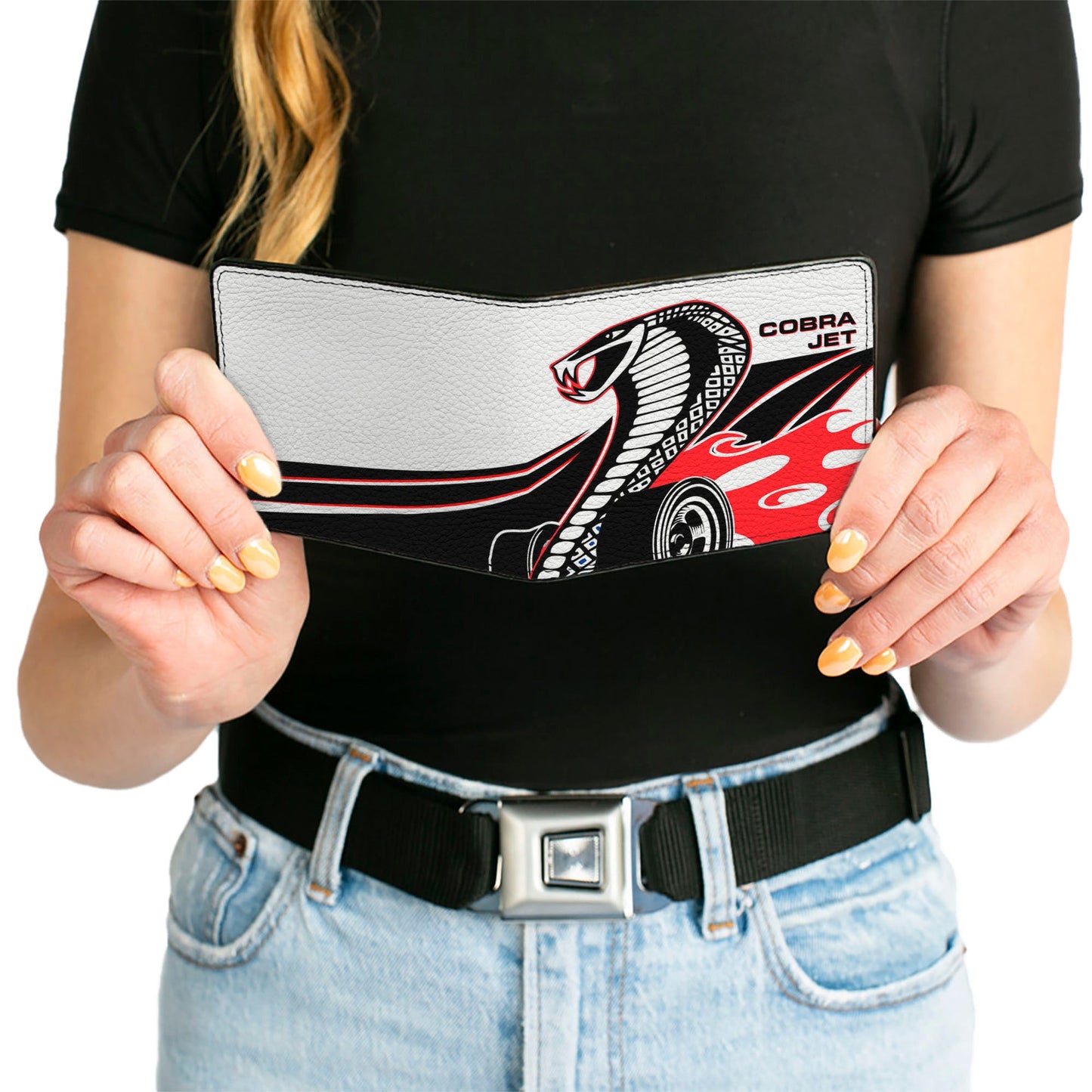 Bi-Fold Wallet - COBRA JET Flaming Cobra White Black Red Blue