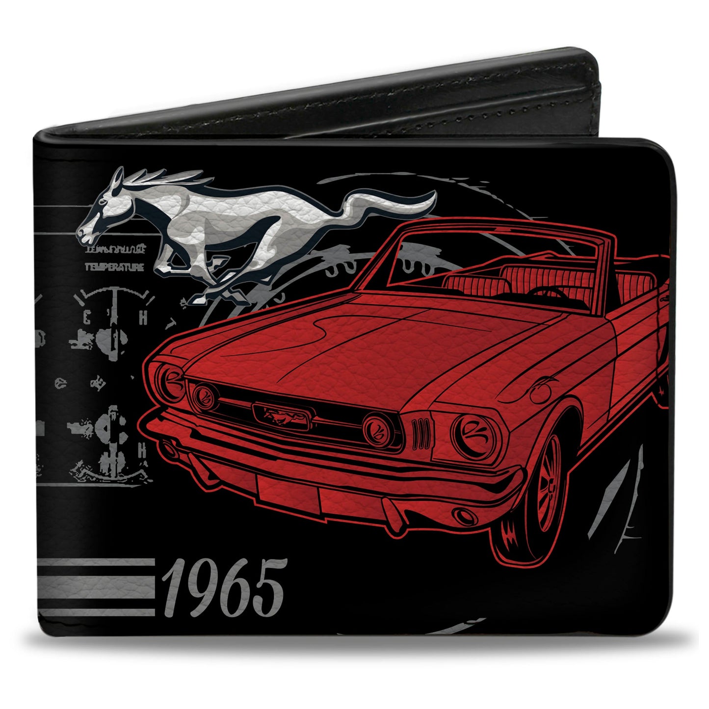Bi-Fold Wallet - Ford Mustang 1965 Control Panel Black Silver Red