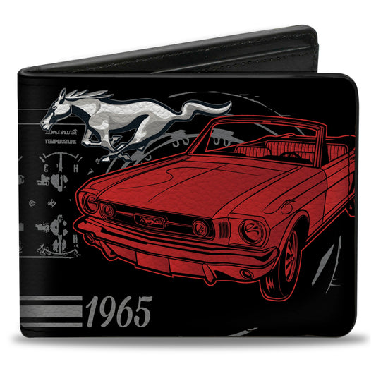 Bi-Fold Wallet - Ford Mustang 1965 Control Panel Black Silver Red