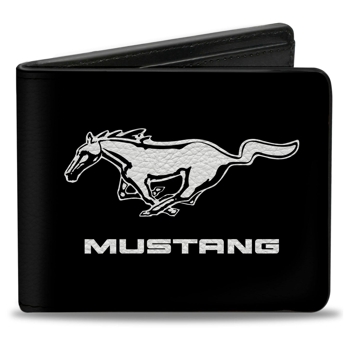 Bi-Fold Wallet - Mustang TEXT Black White Logo CENTERED