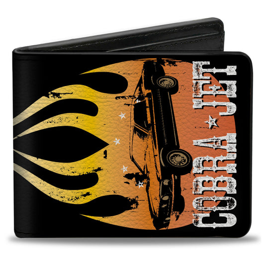 Bi-Fold Wallet - Mustang Flame COBRA JET Black Yellow-Red Fade White