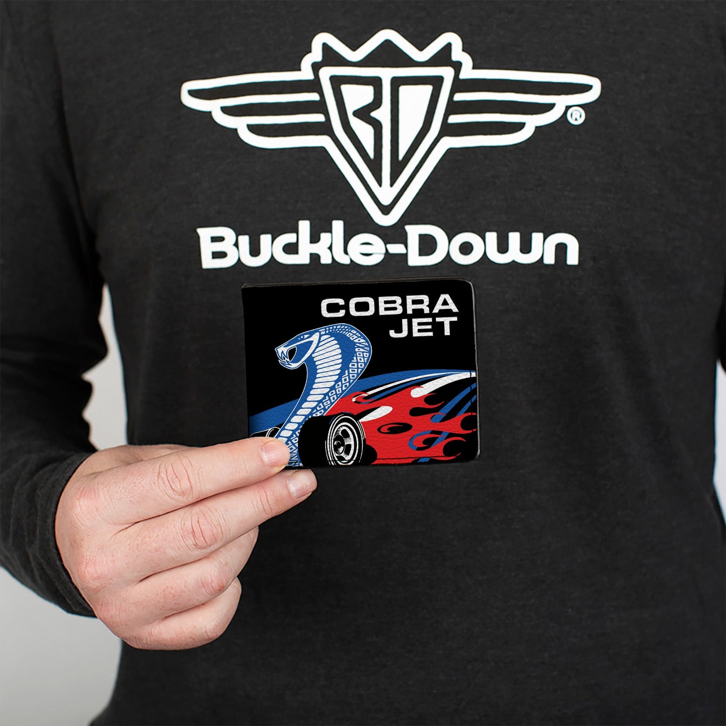 Bi-Fold Wallet - COBRA JET Logo + FORD Oval Black Blue White Red