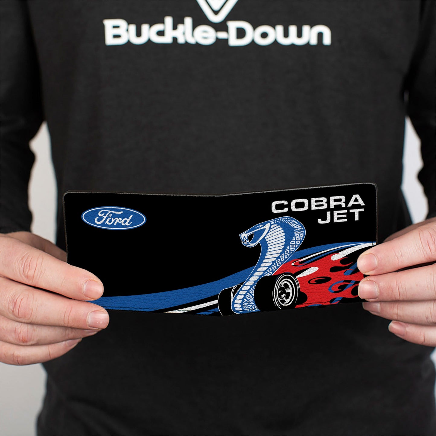 Bi-Fold Wallet - COBRA JET Logo + FORD Oval Black Blue White Red