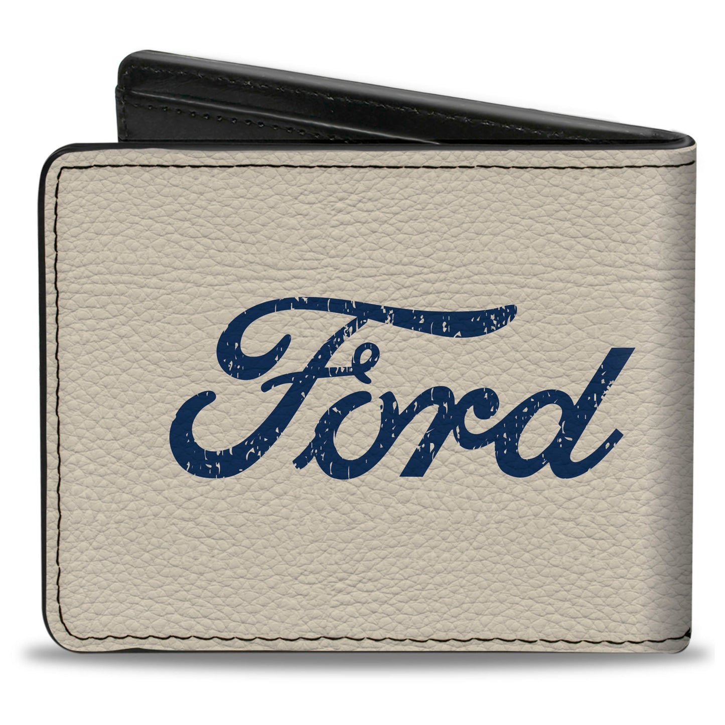Bi-Fold Wallet - Vintage Cobra Jet Logo COBRA Stars + FORD Script Ivory Navy Red