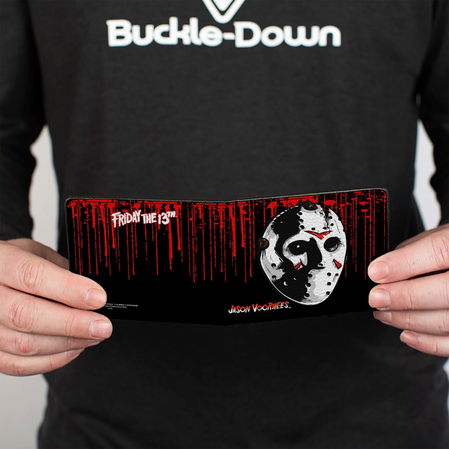 Bi-Fold Wallet - JASON VOORHEES Jason Mask4 + FRIDAY THE 13th Blood Splatter Black Red White