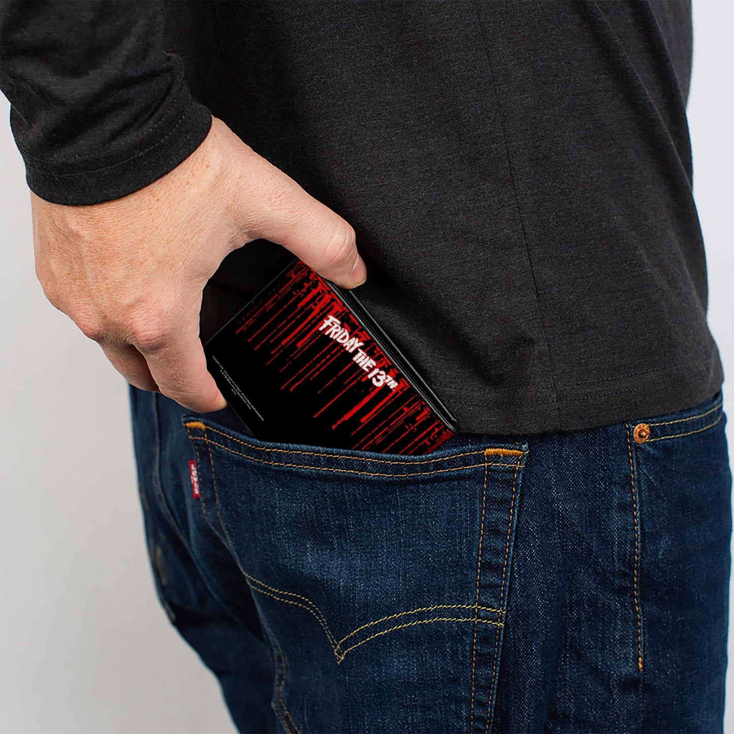 Bi-Fold Wallet - JASON VOORHEES Jason Mask4 + FRIDAY THE 13th Blood Splatter Black Red White