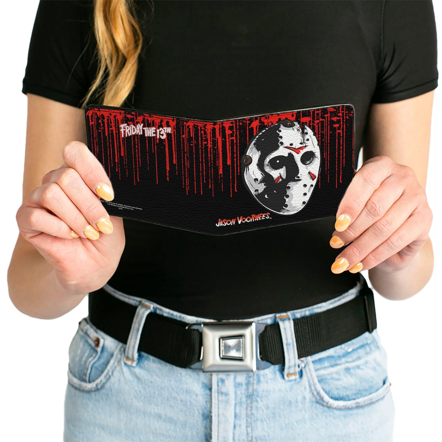Bi-Fold Wallet - JASON VOORHEES Jason Mask4 + FRIDAY THE 13th Blood Splatter Black Red White