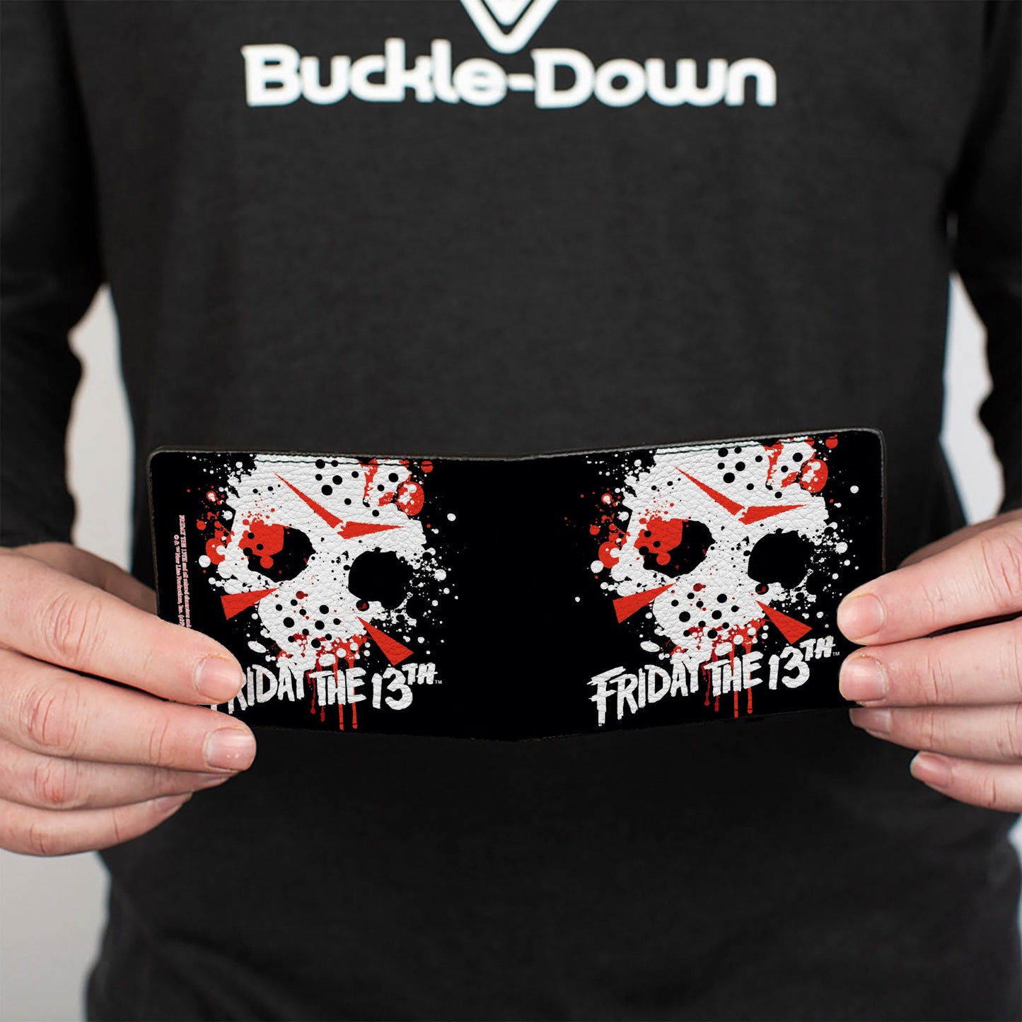 Bi-Fold Wallet - FRIDAY THE 13th Jason Mask 5 Splatter Black White Red