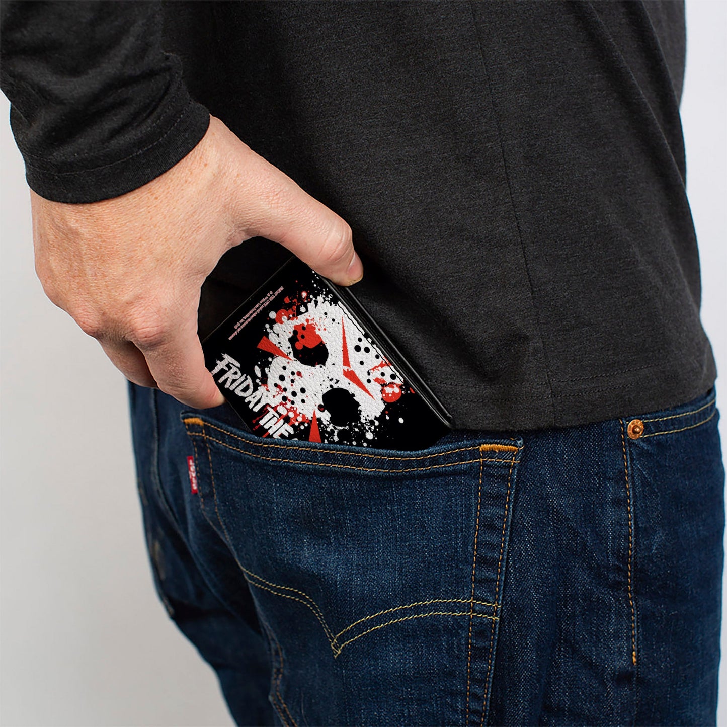Bi-Fold Wallet - FRIDAY THE 13th Jason Mask 5 Splatter Black White Red