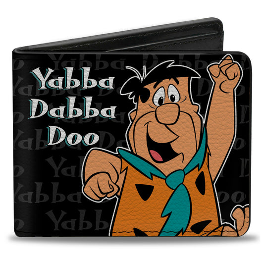 Bi-Fold Wallet - Fred YABBA DABBA DOO Pose2 Black Gray