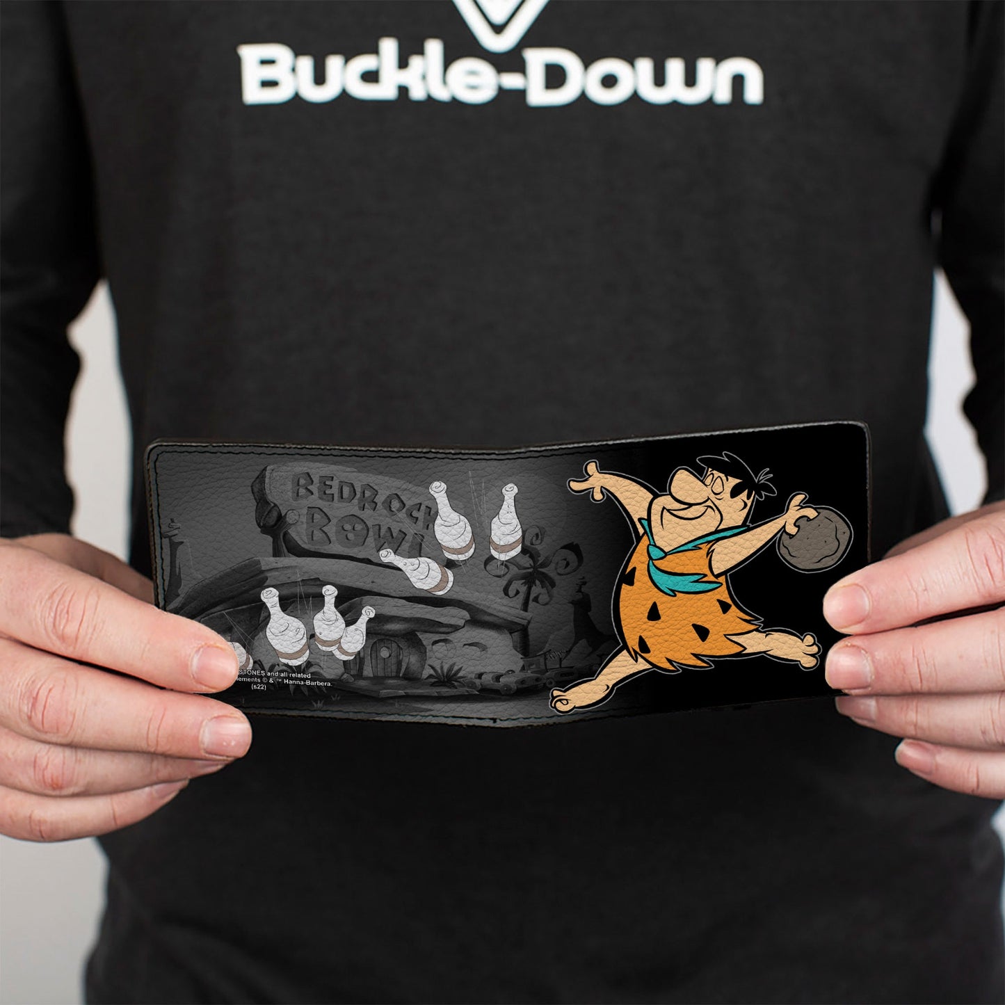 Bi-Fold Wallet - Fred Bowling Pose + BEDROCK BOWL Bowling Pins Black Grays