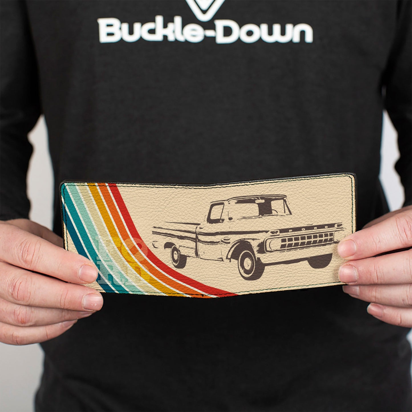 Bi-Fold Wallet - Ford F-100 Truck Stripe Beige/Rainbow