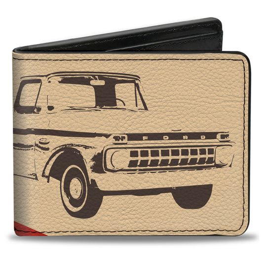 Bi-Fold Wallet - Ford F-100 Truck Stripe Beige/Rainbow