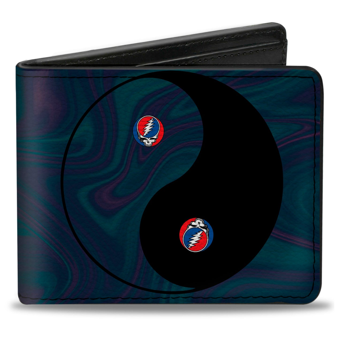 Bi-Fold Wallet - Grateful Dead Space Your Face Yin Yang Swirl Blues Purples Black