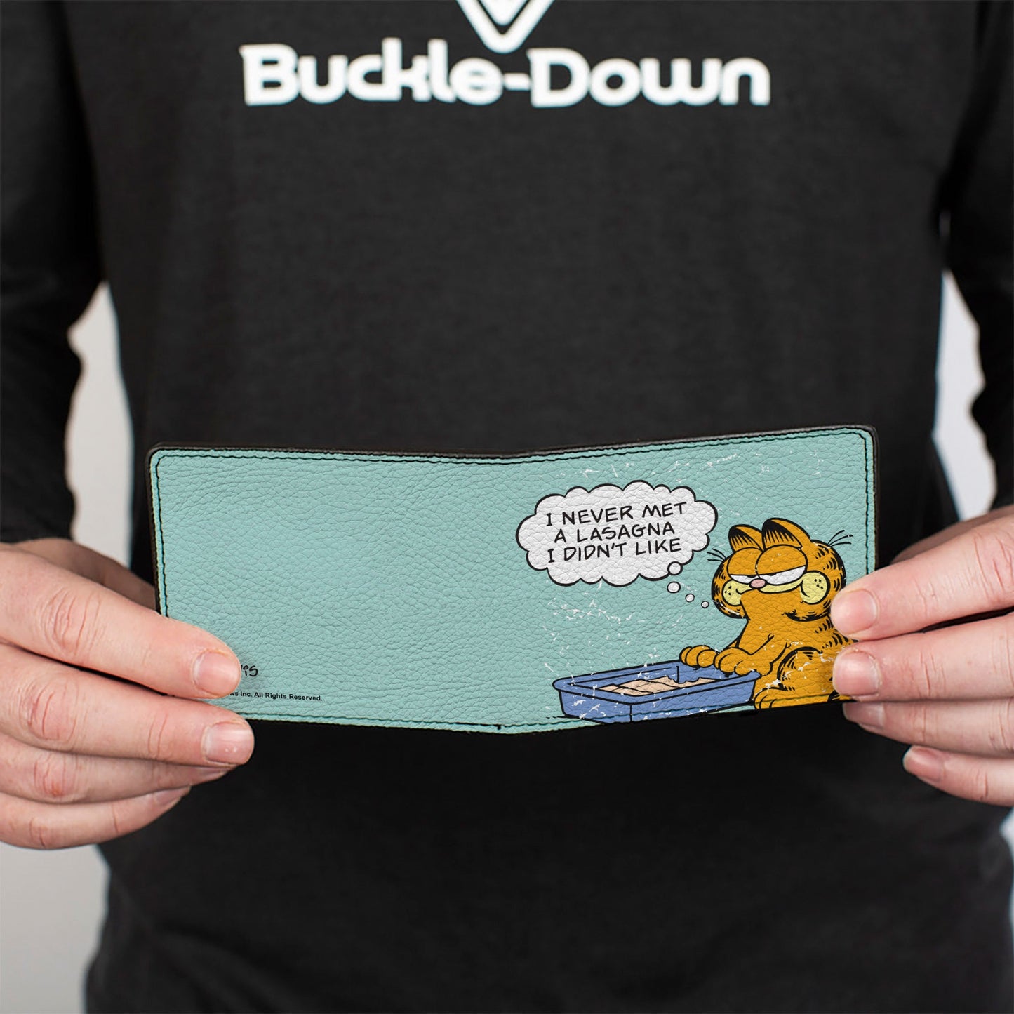 Bi-Fold Wallet - Garfield NEVER MET A LASAGNA Pose Light Blue
