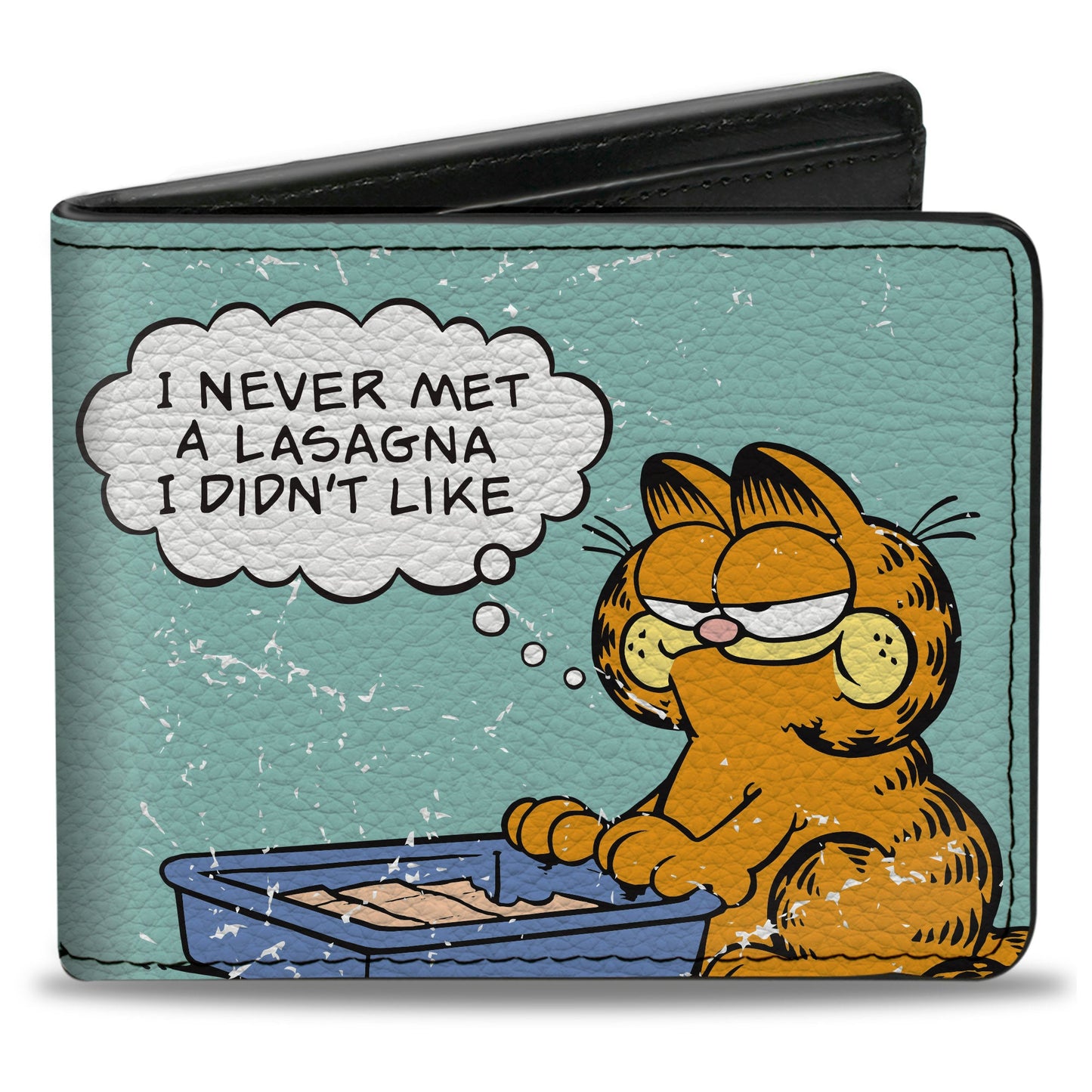 Bi-Fold Wallet - Garfield NEVER MET A LASAGNA Pose Light Blue