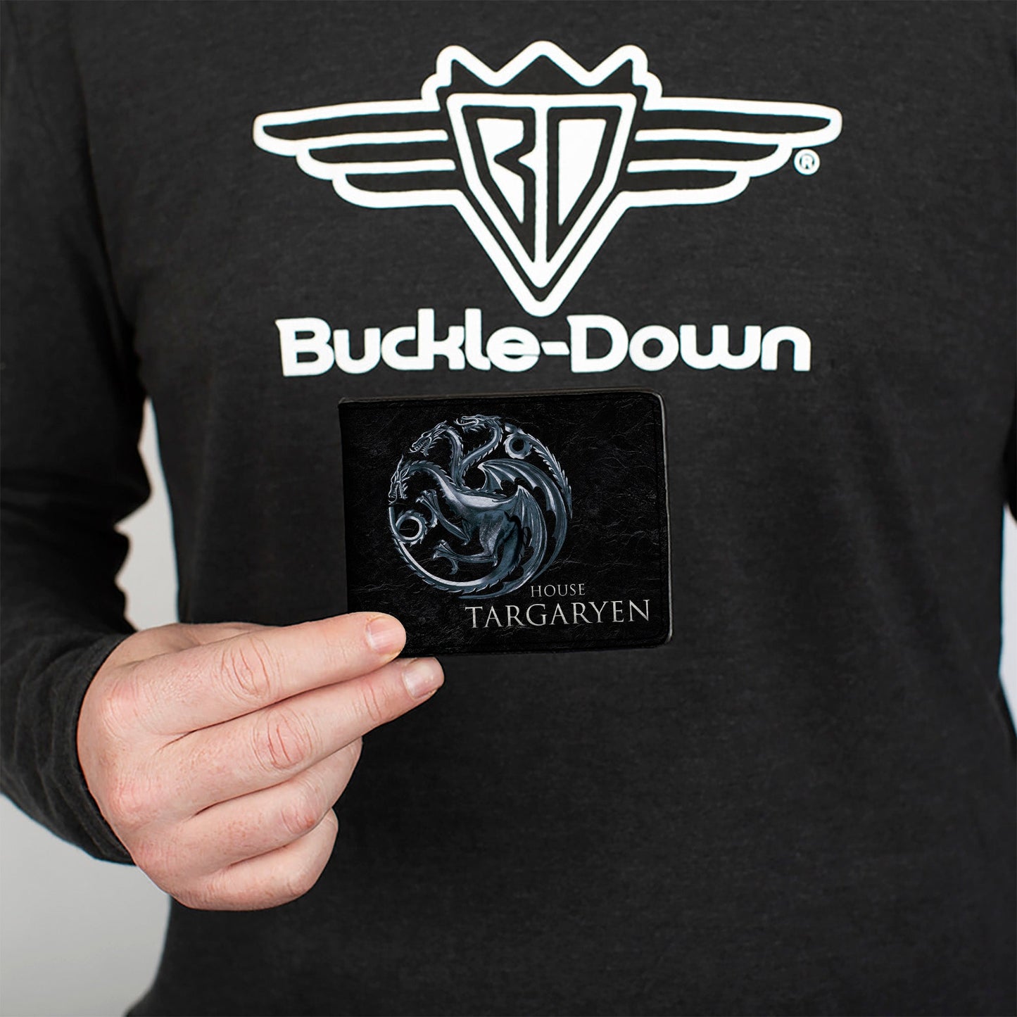 Bi-Fold Wallet - Game of Thrones HOUSE TARGARYEN Three-Headed Dragon Sigil Black Silvers