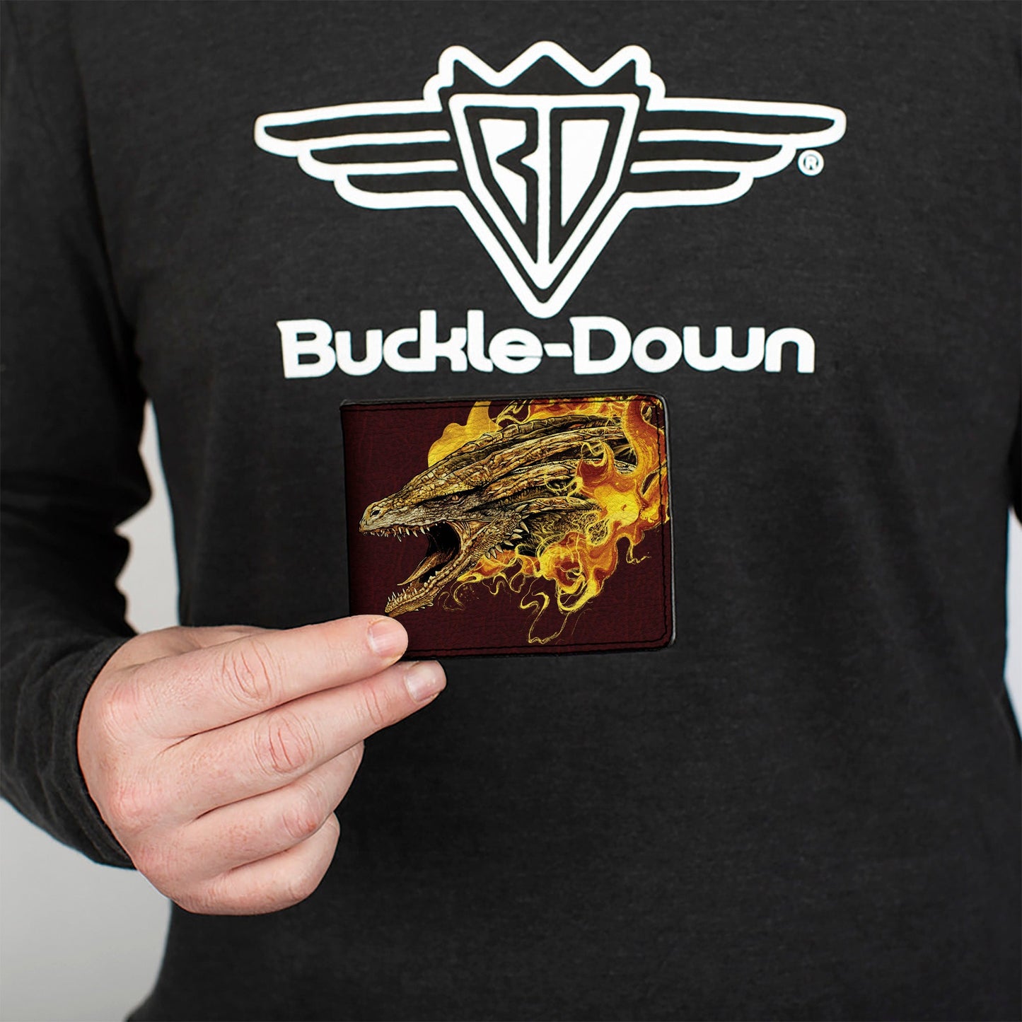 Bi-Fold Wallet - House of the Dragon SYRAX Pose and Text Brown/Yellows