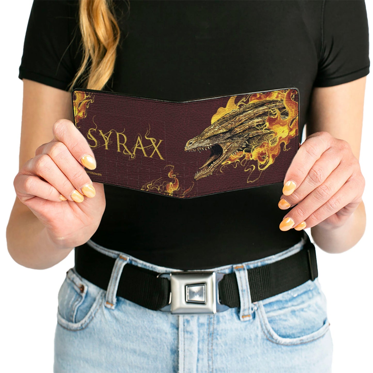 Bi-Fold Wallet - House of the Dragon SYRAX Pose and Text Brown/Yellows